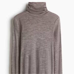 H&M Long Sleeve High Neck Longsleeve Top in Dark Grey